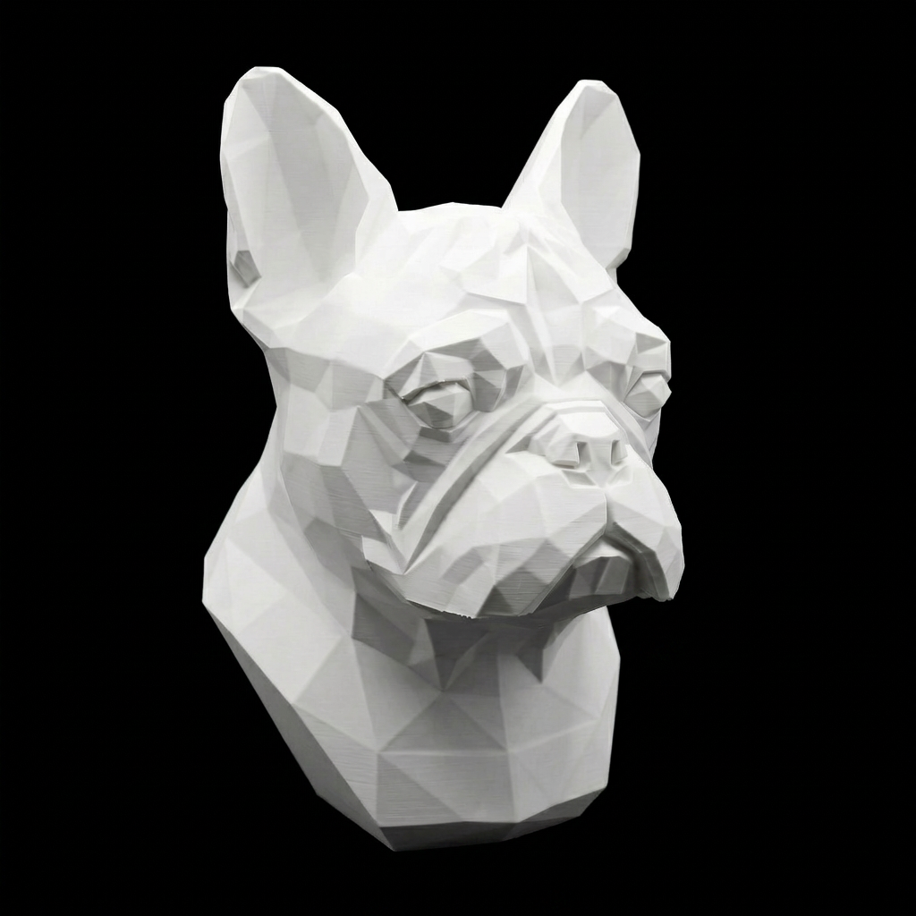 The Frenchie - Geometric French Bulldog Statue, Modern Low Poly Dog Decor