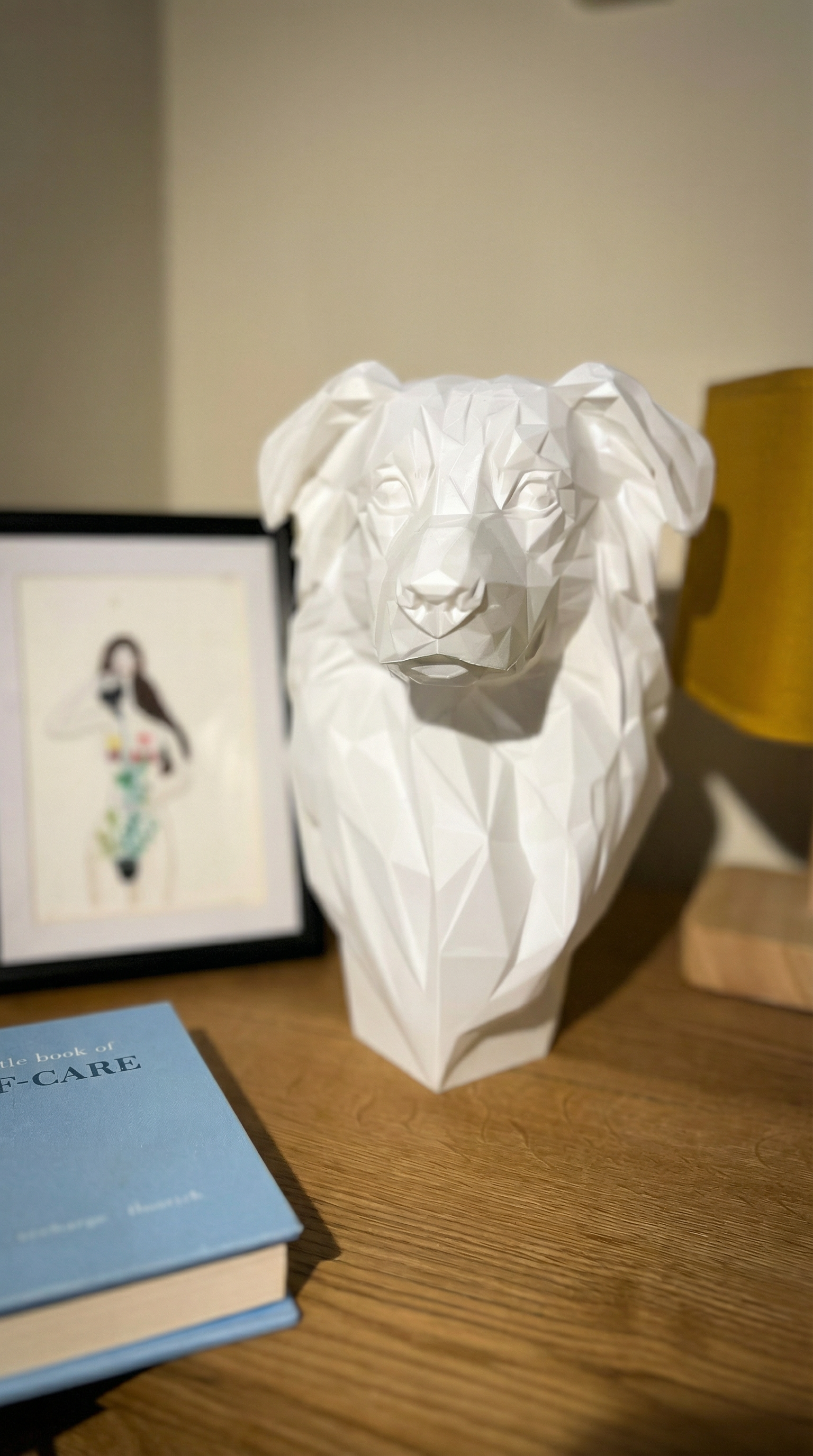 The Sulio - Geometric Australian Shepherd Statue, Modern Low Poly Dog Decor