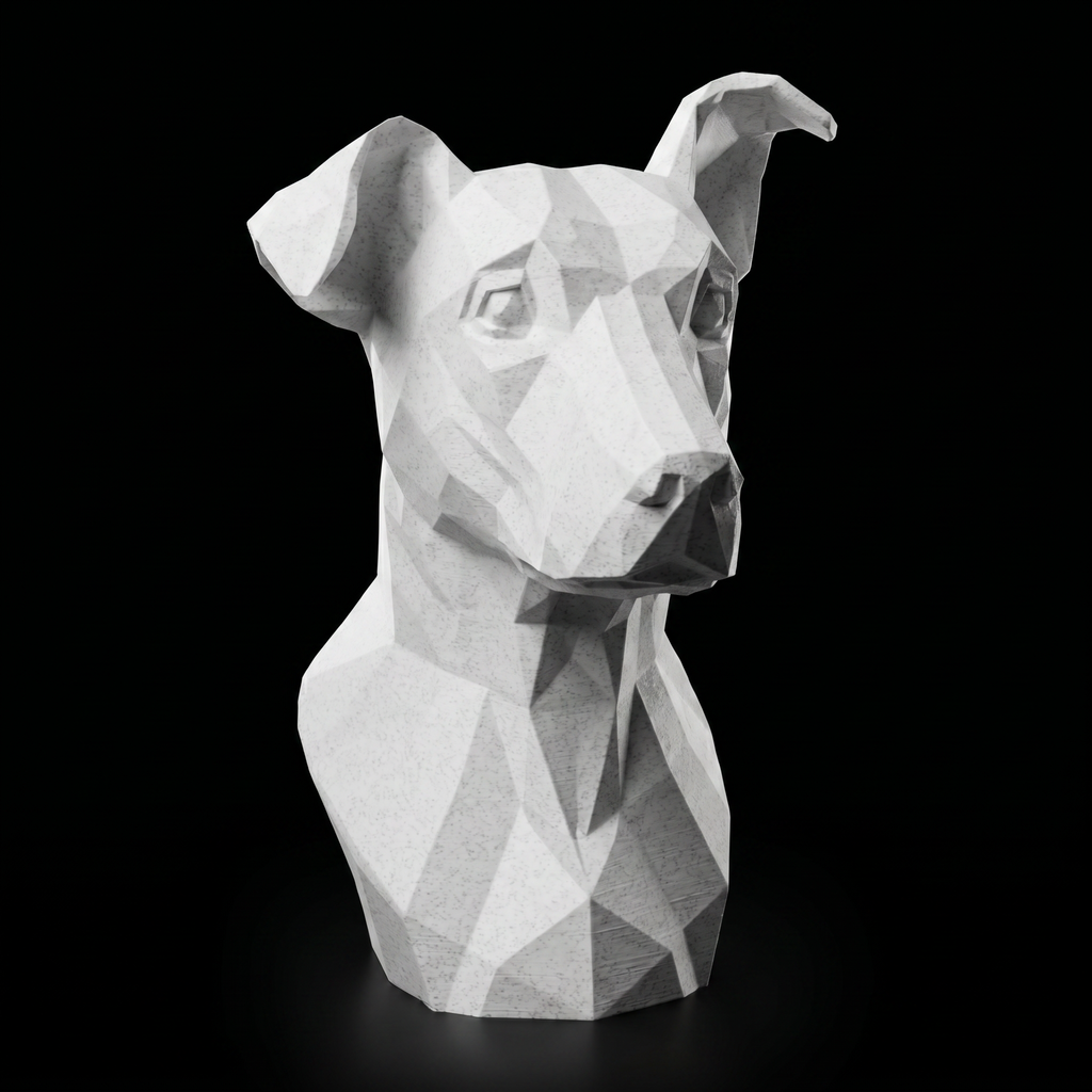 The Jack - Geometric Statue, Modern Low Poly Dog Decor